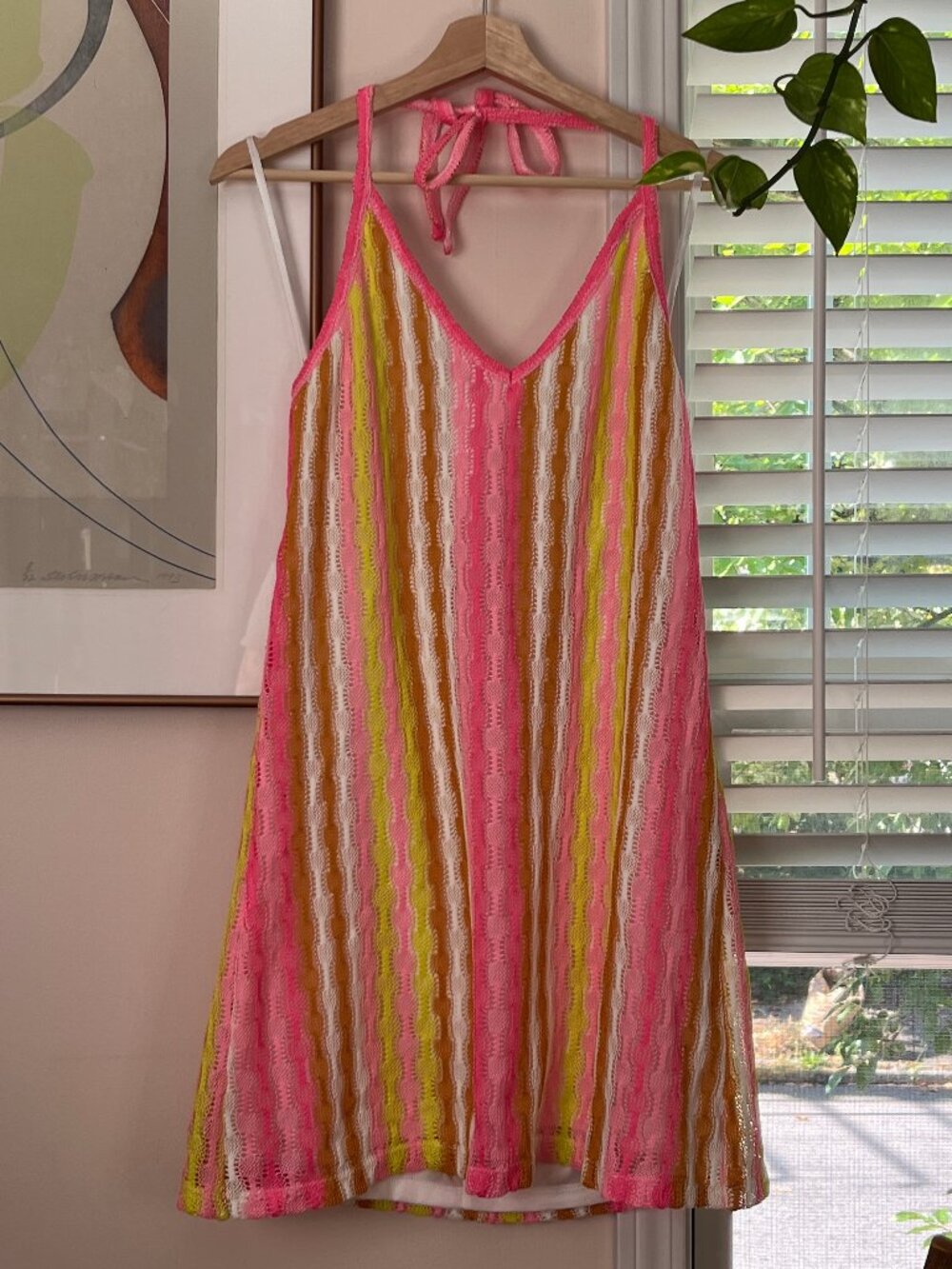 Crochet Knit Striped Halter Festival Sundress